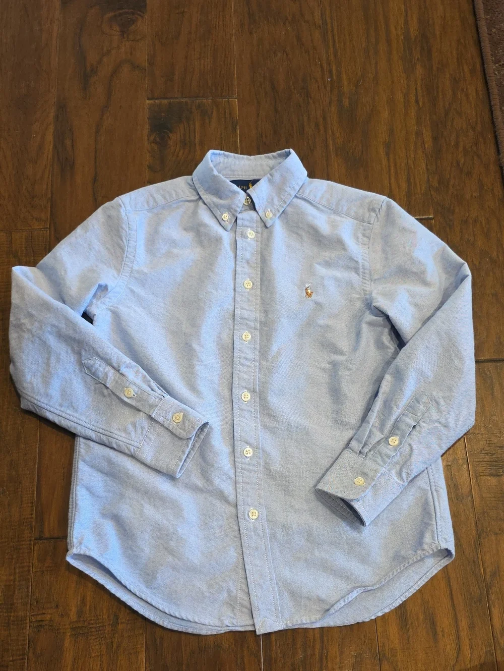 Ralph Lauren Boys Size Medium Pale Blue Button-Down Oxford Shirt